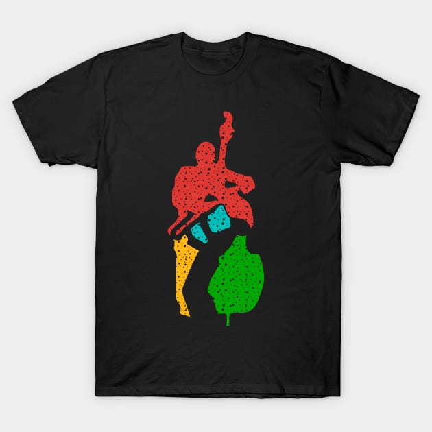 Colorful Funny Jazz Bassist and Saxophonist T-Shirt by jazzworldquest